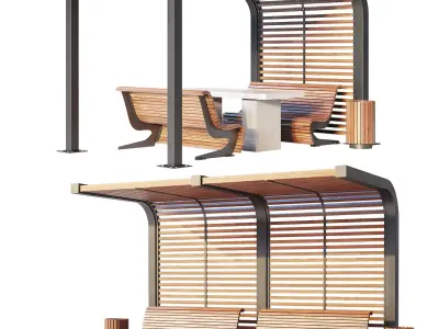 Benches pergola urn 3D model