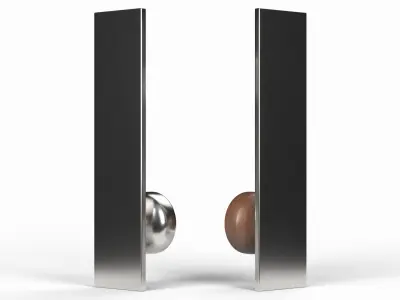 Tumalo Nickel with Walnut Knob Exterior Door Hardware 3D model