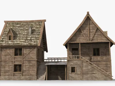 Medieval house x1 Low-poly 3D model