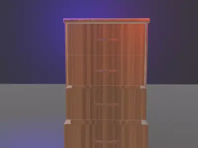 wardrobe wooden chest of drawers with lights 3D model