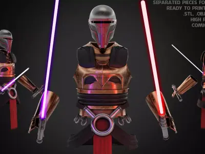Star Wars Darth Revan Full Armor and Lightsabers for Cosplay 3D Model Pack