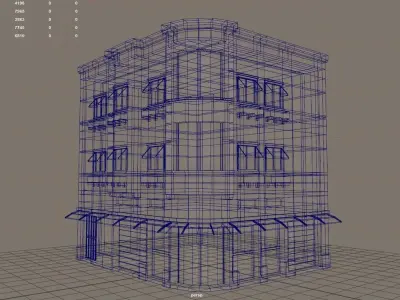Building with windows and balconies Free low-poly 3D model