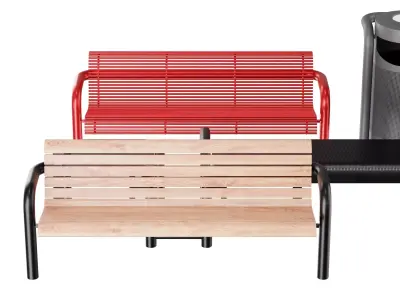 outdoor furniture - park benche 3D model