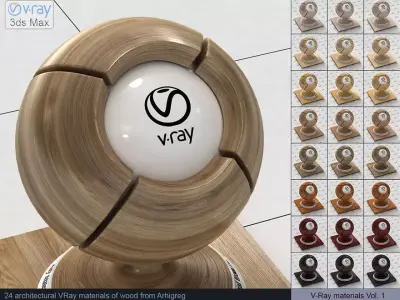 Architectural Vray materials for 3ds Max - Wood 3D model