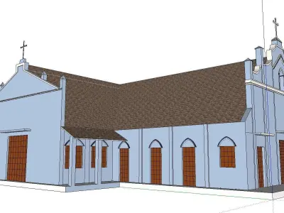 Architecture-Religion-God-Culture-Temple-073 church with roof 3D model