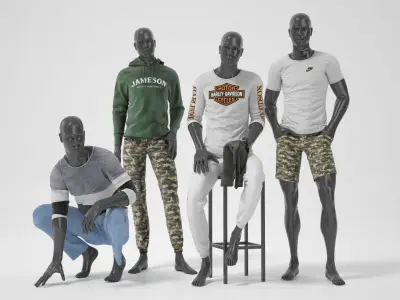 Male mannequins with clothes RELAXED pack 3D model