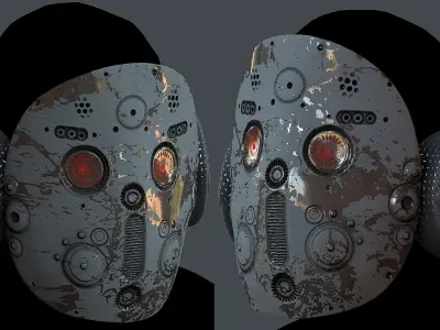 Gas mask helmet 3d model scifi Low-poly Low-poly 3D model 10