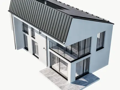 Modern house 20 at night 3D model