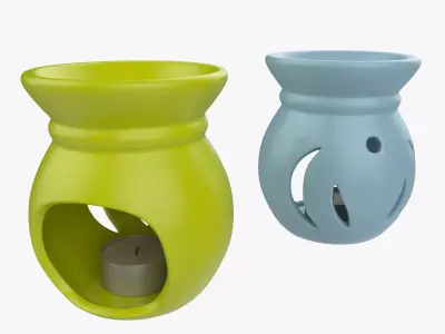 Ceramic Aroma Lamp with Candle Low High Poly 3D model