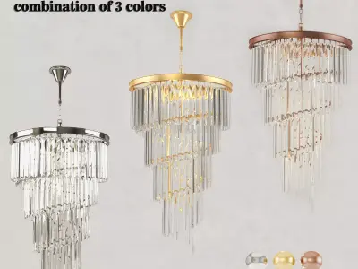 luster chandelier with crystals hanging from it 3D model