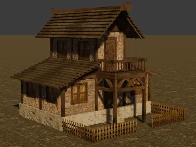 Stylized Low Poly Medieval House Collection for Fantasy Worlds Low-poly 3D model