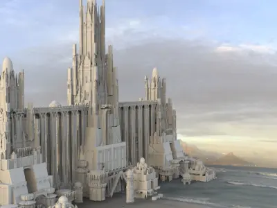Ancient Dracula Castle towers with Bridges 3D model