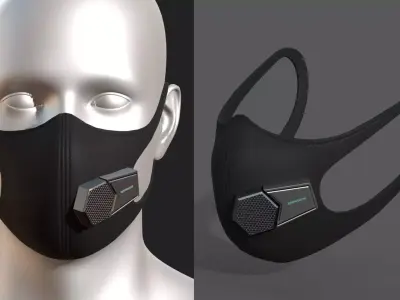 Gas mask fabric futuristic protection isolated  Low-poly 3D model
