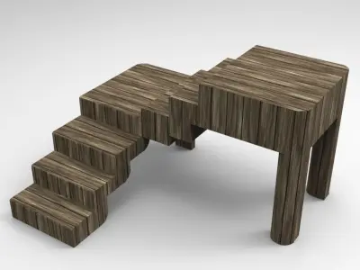 Ladder wooden table with stairs Free 3D model