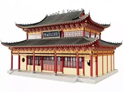 Japanese Style Historic Temple Main Hall 3D model