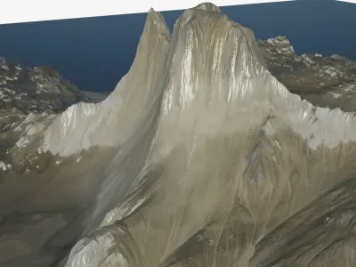 Highly detailed rocky mountain and valley 3D model