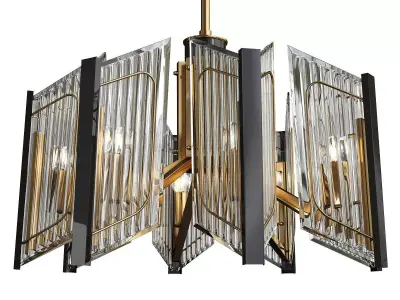 Distinctive Brass Etched Glass Chandelier Low-poly 3D model