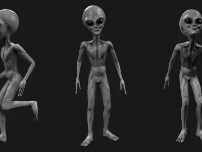 Alien Pbr Low Poly Rigged Low-poly 3D model