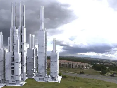 Russian Modern architecture city Street 3D model