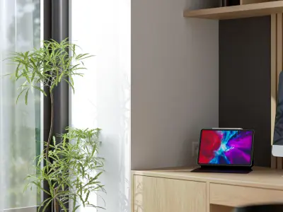 Creative Working Space - Home Office Interior Low-poly 3D model