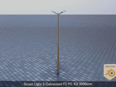 Street Light 2 Galvanized F2 M1 K0 3000mm Low-poly 3D model