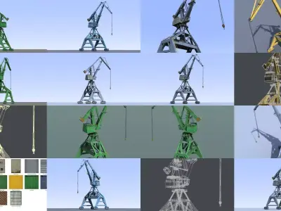 Realistic industrial port cranes pack - 4 diffrent schemes