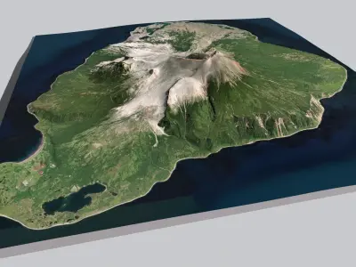 Island Harimkotan Kuril Islands 3D model