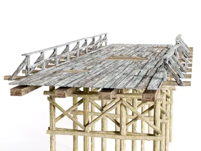 Wooden old bridge damaged da1 Low-poly 3D model