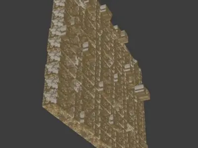 Brick Wall Old Ancient Temple Street Low-poly 3D model