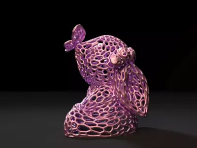 Rabbit with a butterfly Voronoi 3D print model