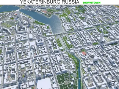Yekaterinburg Downtown Russia Low-poly 3D model