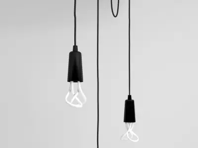 Cable bar pendant light with Original Plumen 001-light bulbs 3D model