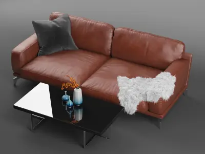 Peruna Leather Two Seat Sofa  3D model