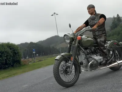  Classic Retro Motorcycle with Rider 