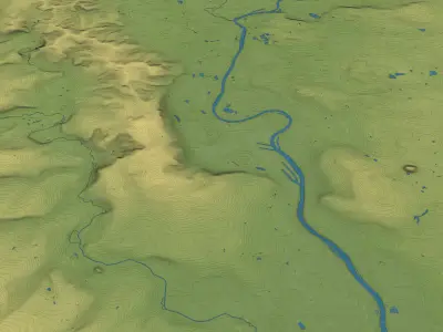 Frankfurt - Topography Terrain Low-poly 3D model