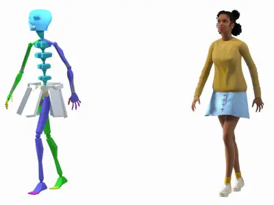 Street Style Light Skin Black Teenage Girl Rigged 3D model