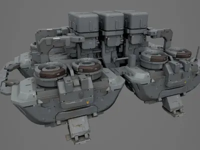 Scifi-543 spacecraft with two tanks 3D model