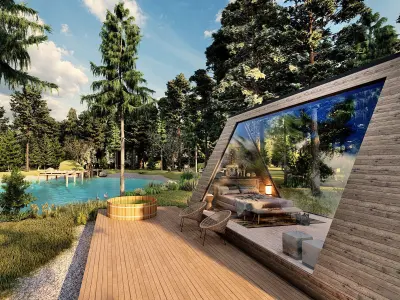 kiara - a frame glamping hut Low-poly 3D model