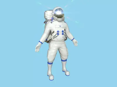 Astronaut Outfit 05 - White Blue - Character Design Fashion Low-poly 3D model