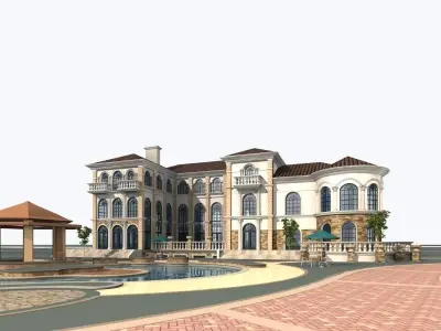Villa mansion with pool 3D model