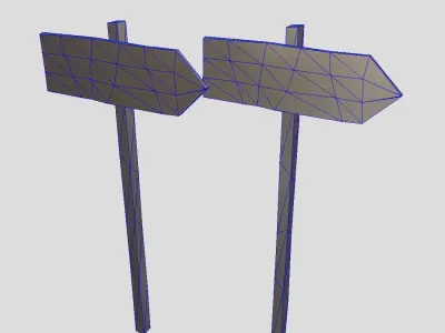 Wooden Sign 1 Low-poly 3D model