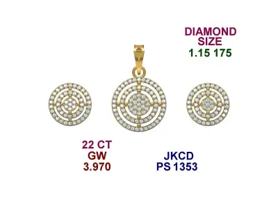 22k gold light weight maicro daimond pendant set  3D print model