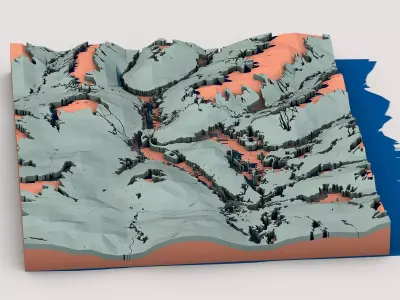 Low Poly Fantasy Landscape Terrain 3D model