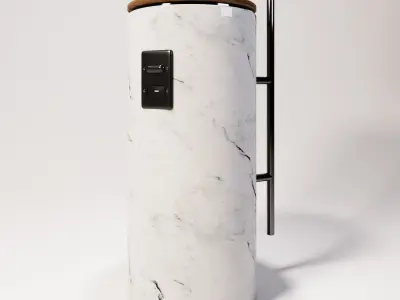 Floor lamp with marble base Low-poly 3D model