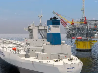  Offshore Oil Platform with TI Europe Tanker Ship 