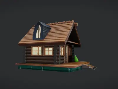 small wooden cabin 3D model
