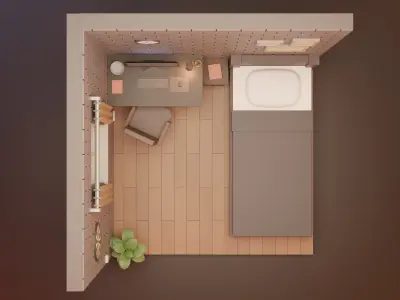 Isometric Low Poly Room Low-poly 3D model