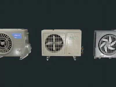 Exterior Air Conditioner Pack  Low-poly 3D model