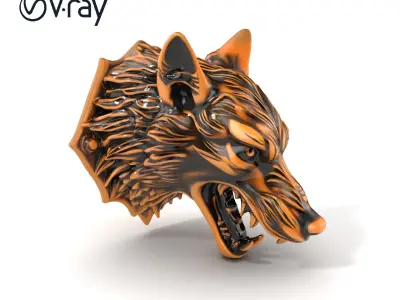 Wolf Head Door Handle Bronze Sculpture model pack Low-poly 3D model