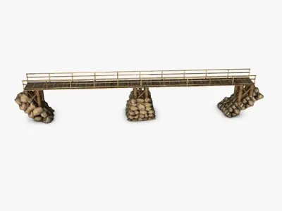 Wood bridge stone supports 3D model